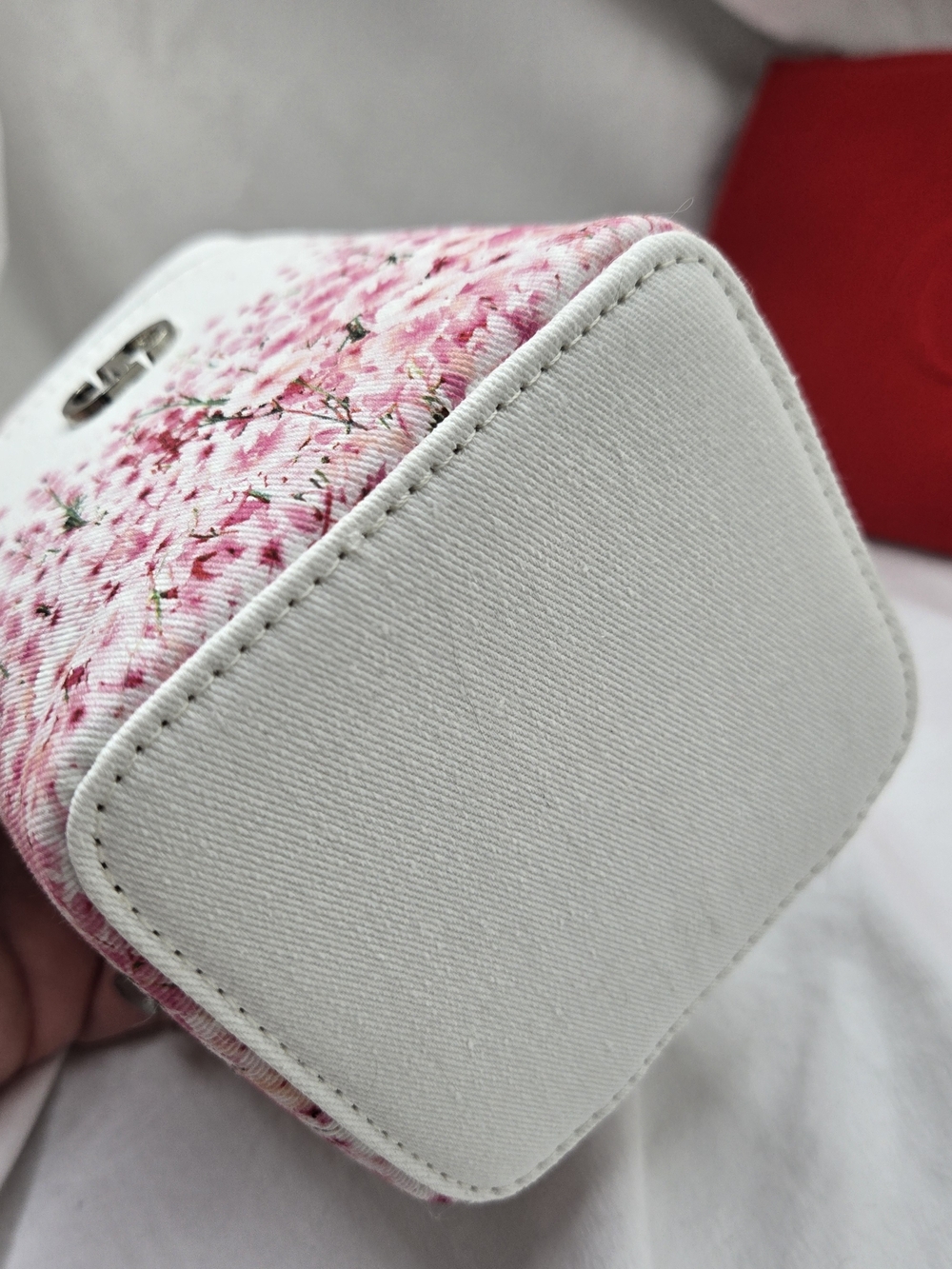 Dior White & Pink Floral Vanity Pouch and Red Cosmetic Clutch Set - Picture 2 of 14